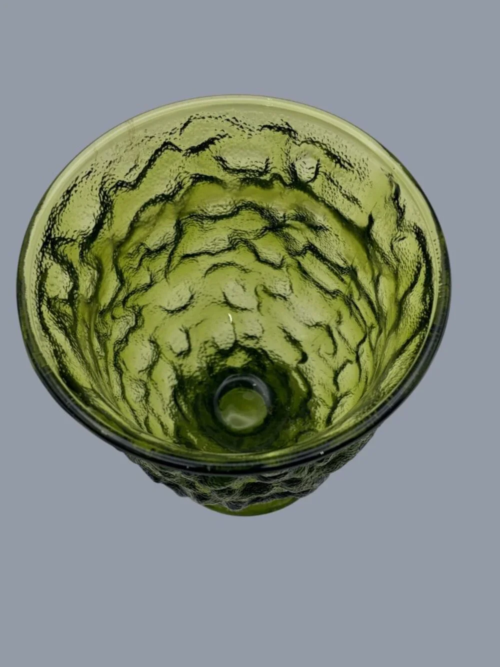 Vintage E.O. Brody Green Crinkle Glass Footed Compote Vase M3000 Ohio USA